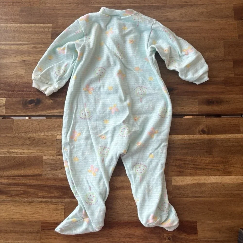 Vtg 1990s Carter’s Pastel Butterflies Tree Long Sleeve Snap Footie Size 6-9month